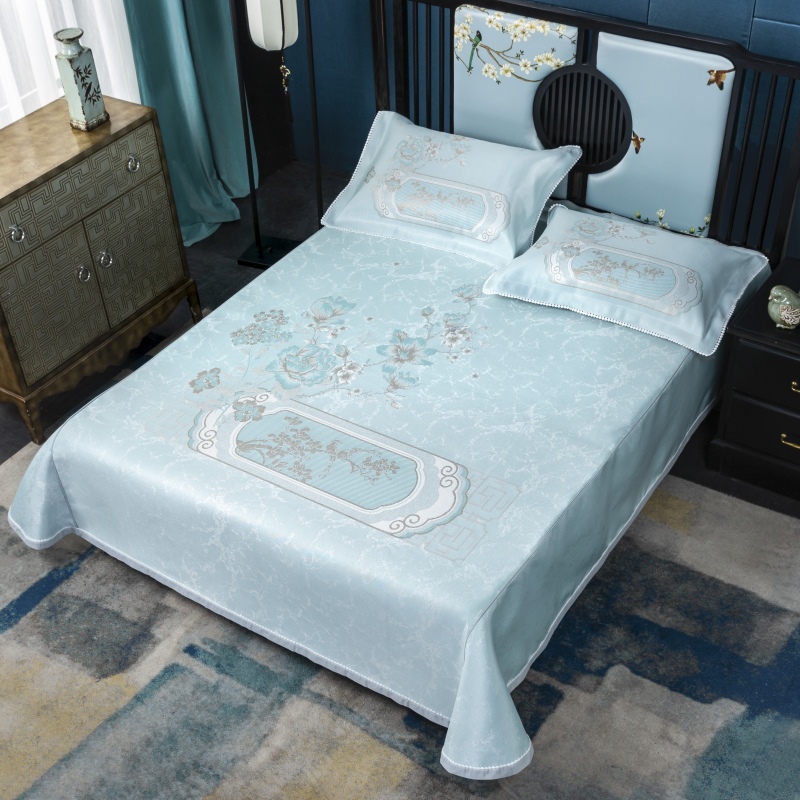 2019牛氏席铺冰丝床单绳固款 高端定位提花类 凉席三件套 冰丝凉席 凉席套件 1.5m（5英尺）床 卡特琳绑带1