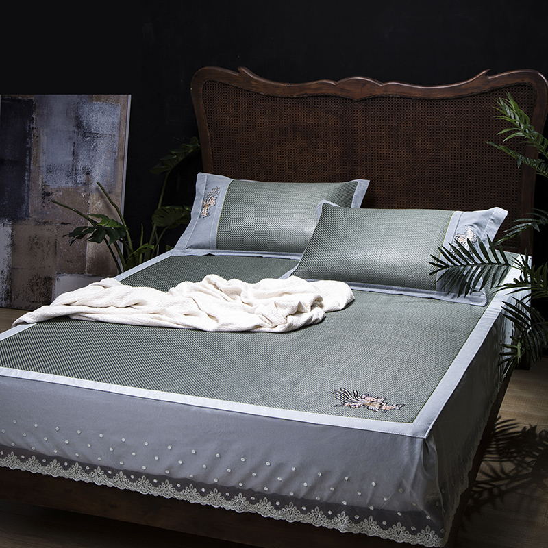 2019牛氏席铺 高端冰藤床笠席三件套 1.5m（5英尺）床 冰藤床笠-灰1