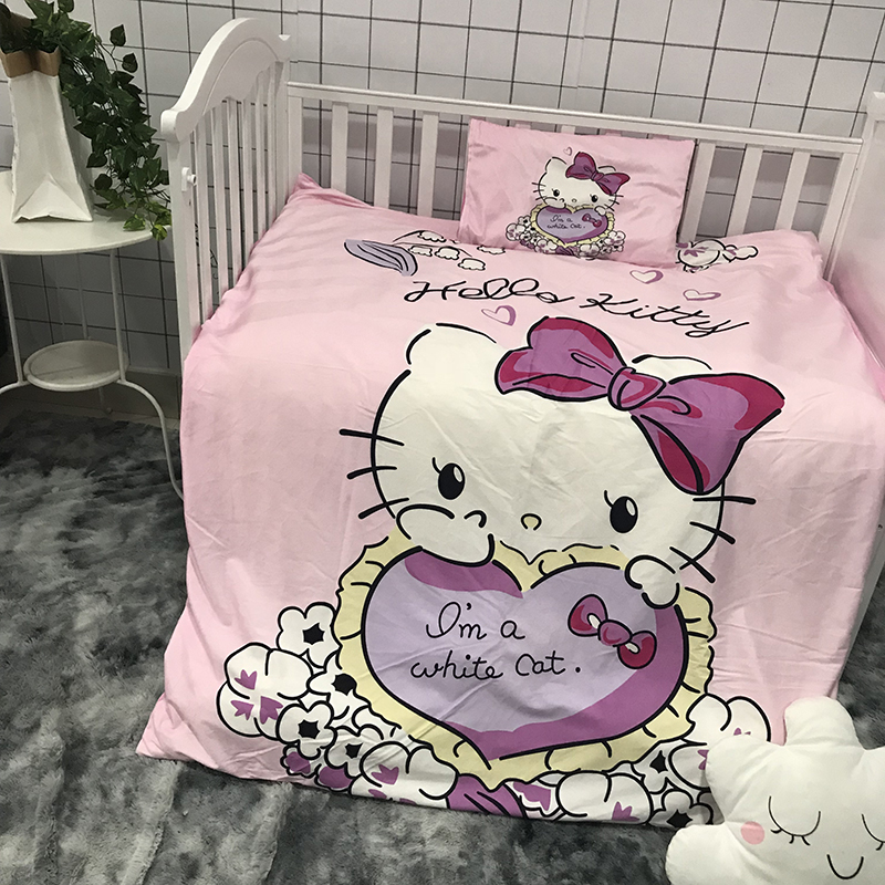 水晶绒幼儿园三件套六件套 水晶绒三件套（被套·床单·枕套） 爱心猫咪1