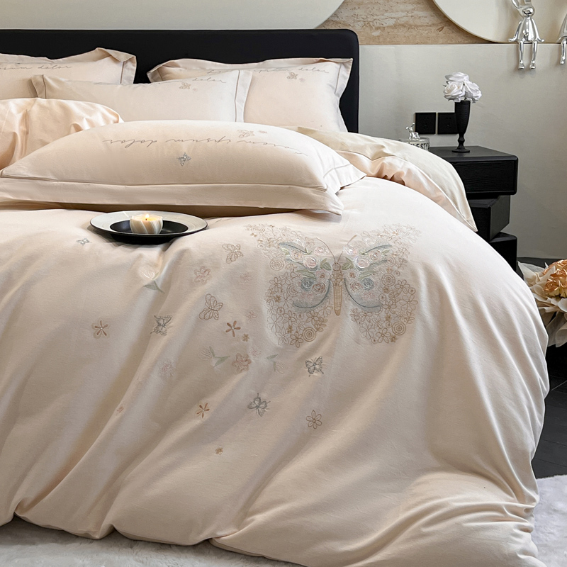 2025新款全棉磨毛刺绣四件套系列-花蝴蝶