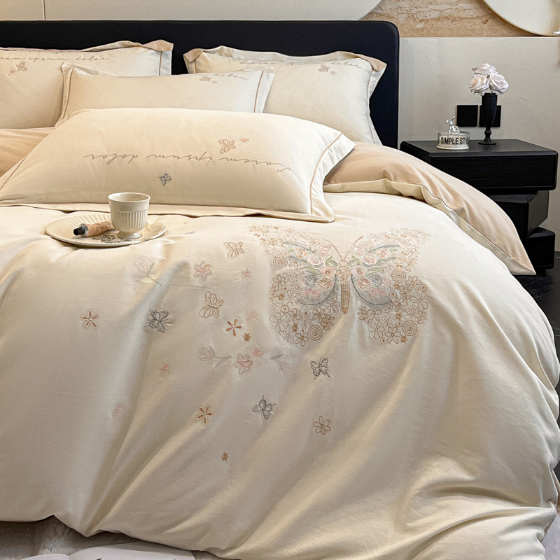 2025新款全棉磨毛刺绣四件套系列-花蝴蝶