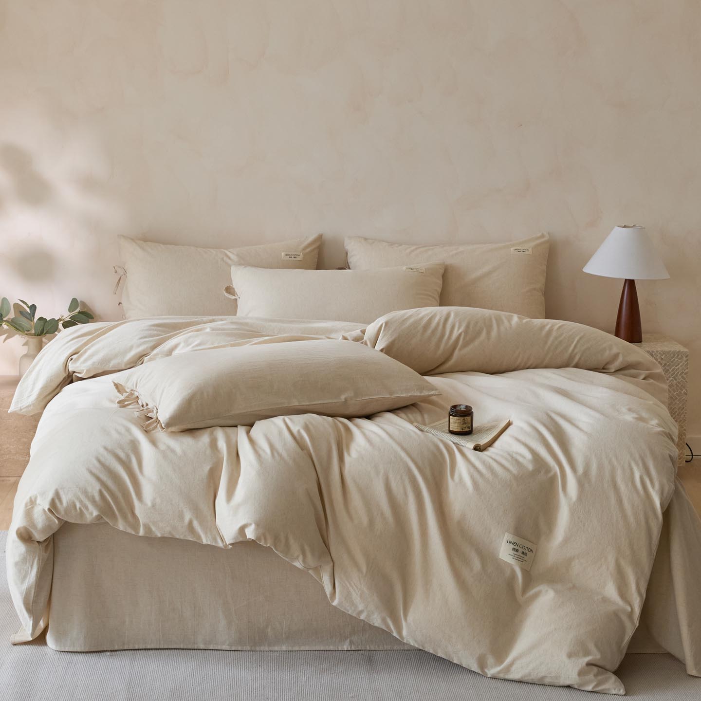 2025新款简约色织棉麻四件套-原点（含单品）