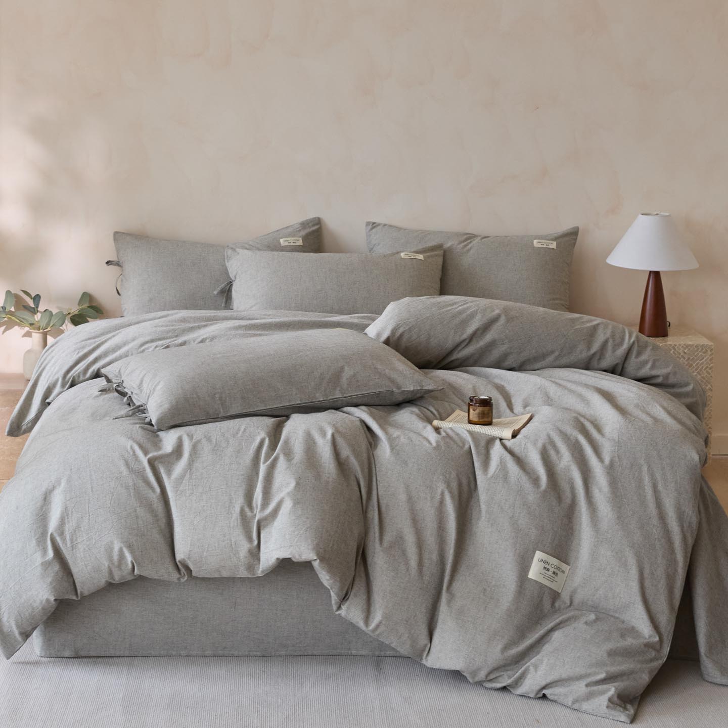 2025新款简约色织棉麻四件套-原点（含单品）