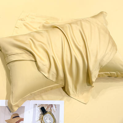 2023新款兰精天丝TM纯色系列单品枕套 48*74cm枕套一对 单枕套-锦黄