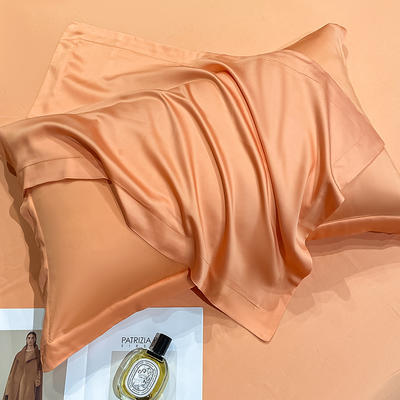 2023新款兰精天丝TM纯色系列单品枕套 48*74cm枕套一对 单枕套-暖橙