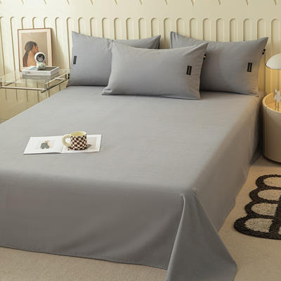2023新款纯色织标加厚棉生态磨毛--单床单 230*250cm单床单 单床单-中灰