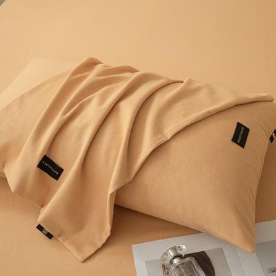 2023新款纯色织标加厚棉生态磨毛--单枕套 48*74cm  枕套一对 单枕套-桔