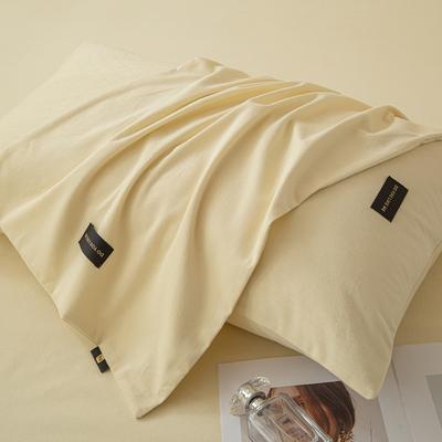 2023新款纯色织标加厚棉生态磨毛--单枕套 48*74cm  枕套一对 单枕套-奶昔白