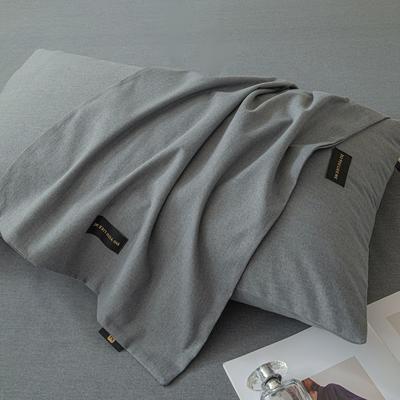 2023新款纯色织标加厚棉生态磨毛--单枕套 48*74cm  枕套一对 单枕套-深灰