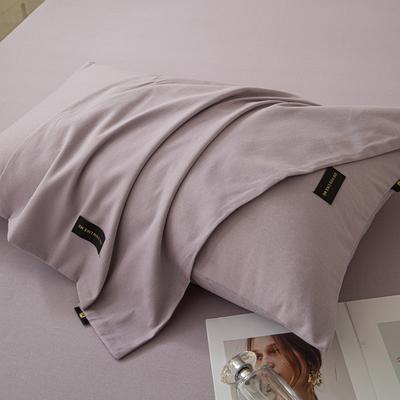 2023新款纯色织标加厚棉生态磨毛--单枕套 48*74cm  枕套一对 单枕套-烟紫