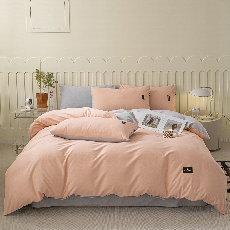 2025新款原棉纯色织标磨毛单品及套件--四件套