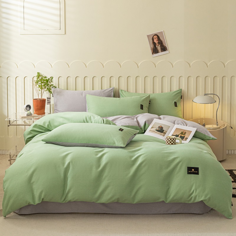 2025新款原棉纯色织标磨毛单品及套件--四件套