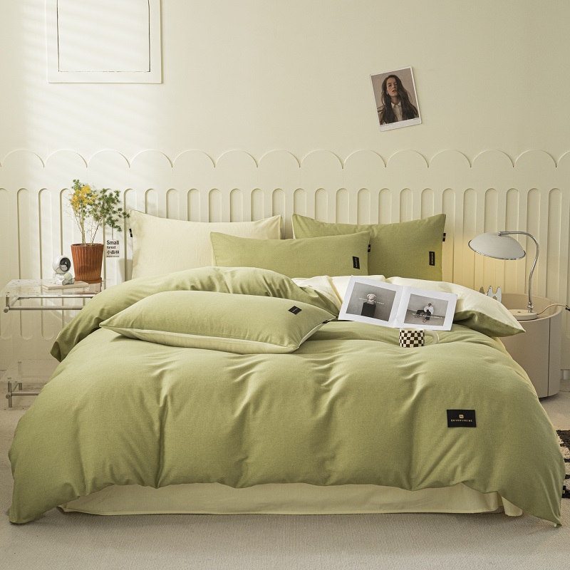 2025新款原棉纯色织标磨毛单品及套件--四件套