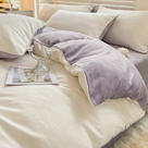 加厚保暖华夫格牛奶绒四件套 1.2m床单款三件套 华夫格-奶白紫