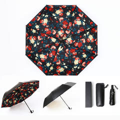 三折叠防晒太阳伞超强防紫外线双层伞 晴雨伞 均码 贝拉米红