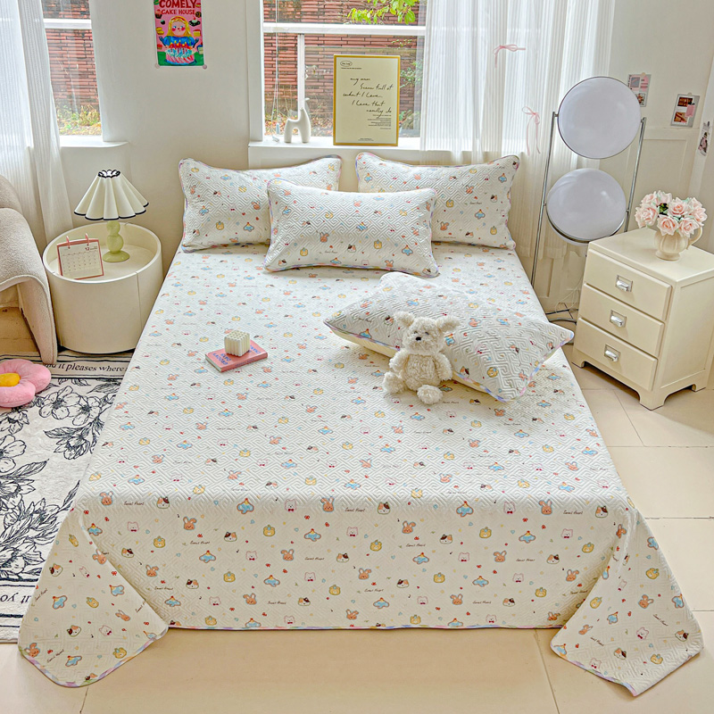 91家纺网 家纺一手货源 找家纺 羽爱家纺 2025新款A类双面印花全棉水洗床盖套件-三件套 萌宠国度