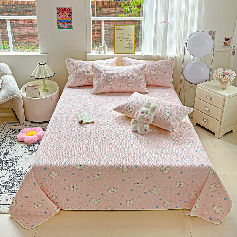 91家纺网 家纺一手货源 找家纺 羽爱家纺 2025新款A类双面印花全棉水洗床盖套件-三件套 星星汪