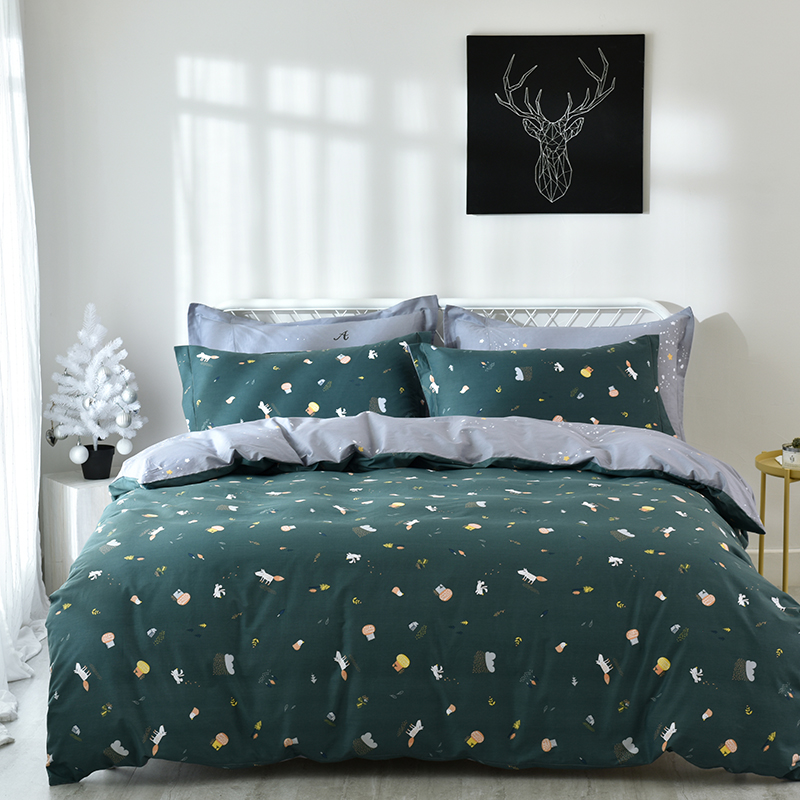 微萌家居    2018新品13372全棉活性四件套 1.8m（6英尺）床 童年（绿）1
