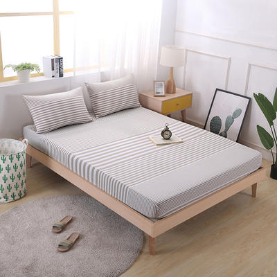 2020新款水洗棉单品格子床笠 适用于15-25cm之内的床垫 90X200+25 渐变米条