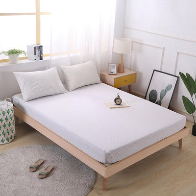 2020新款水洗棉单品格子床笠 适用于15-25cm之内的床垫 90X200+25 小白格