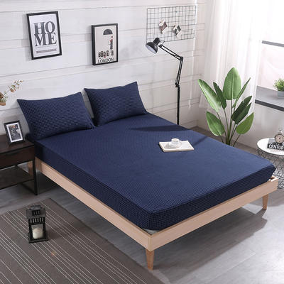 2020新款水洗棉单品格子床笠 适用于15-25cm之内的床垫 90X200+25 小蓝格