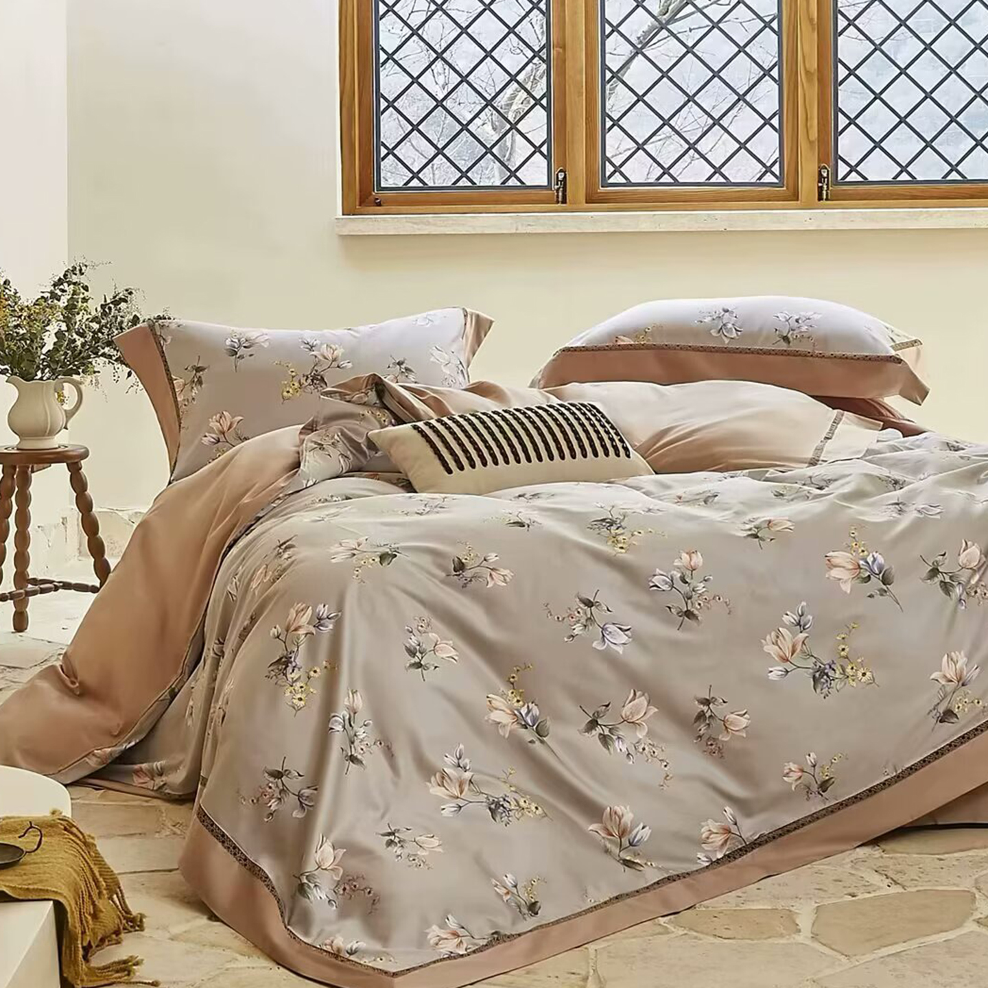 91家纺网 家纺一手货源 找家纺 （总）未来家居 2025新款优帝100支贡缎长绒棉四件套-1