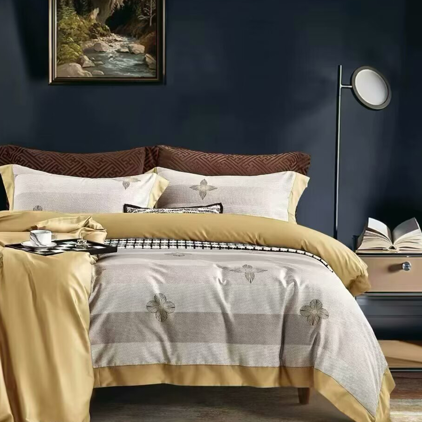 91家纺网 家纺一手货源 找家纺 （总）未来家居 2025新款优帝100支贡缎长绒棉四件套-1