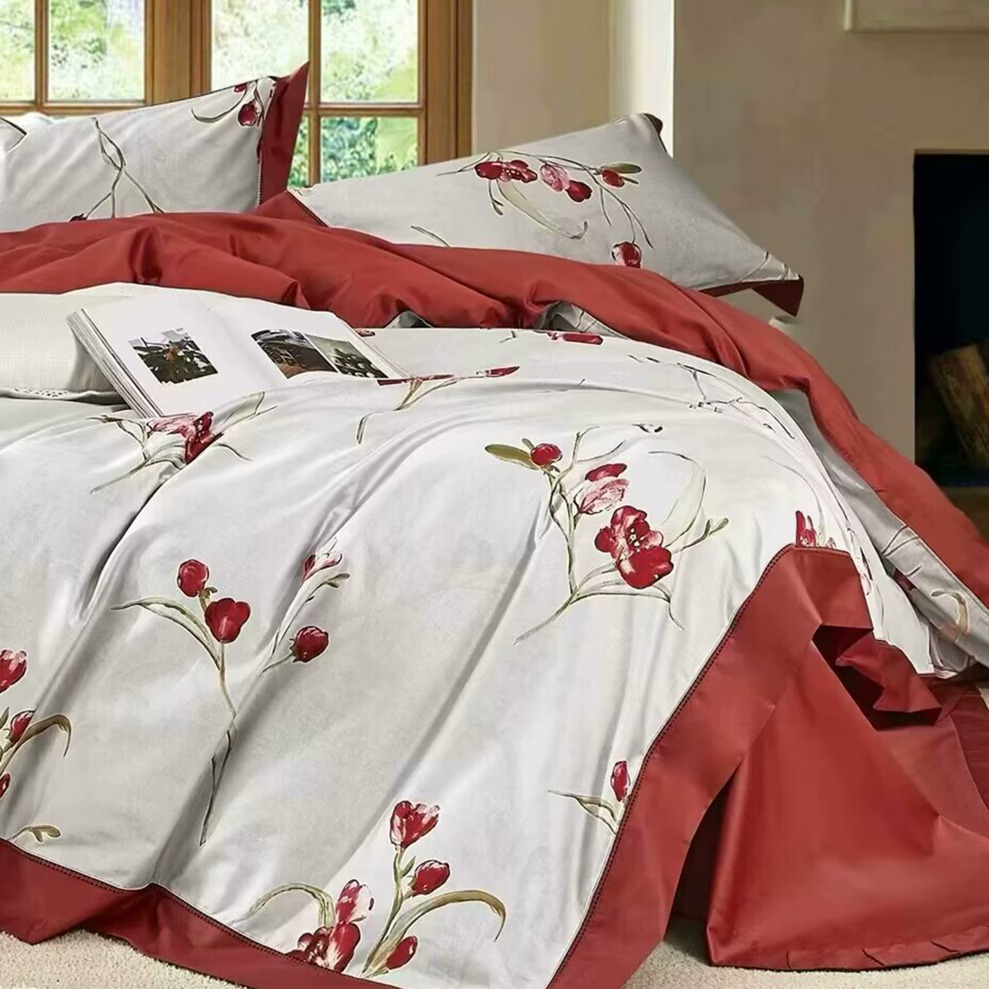 91家纺网 家纺一手货源 找家纺 （总）未来家居 2025新款优帝100支贡缎长绒棉四件套-1