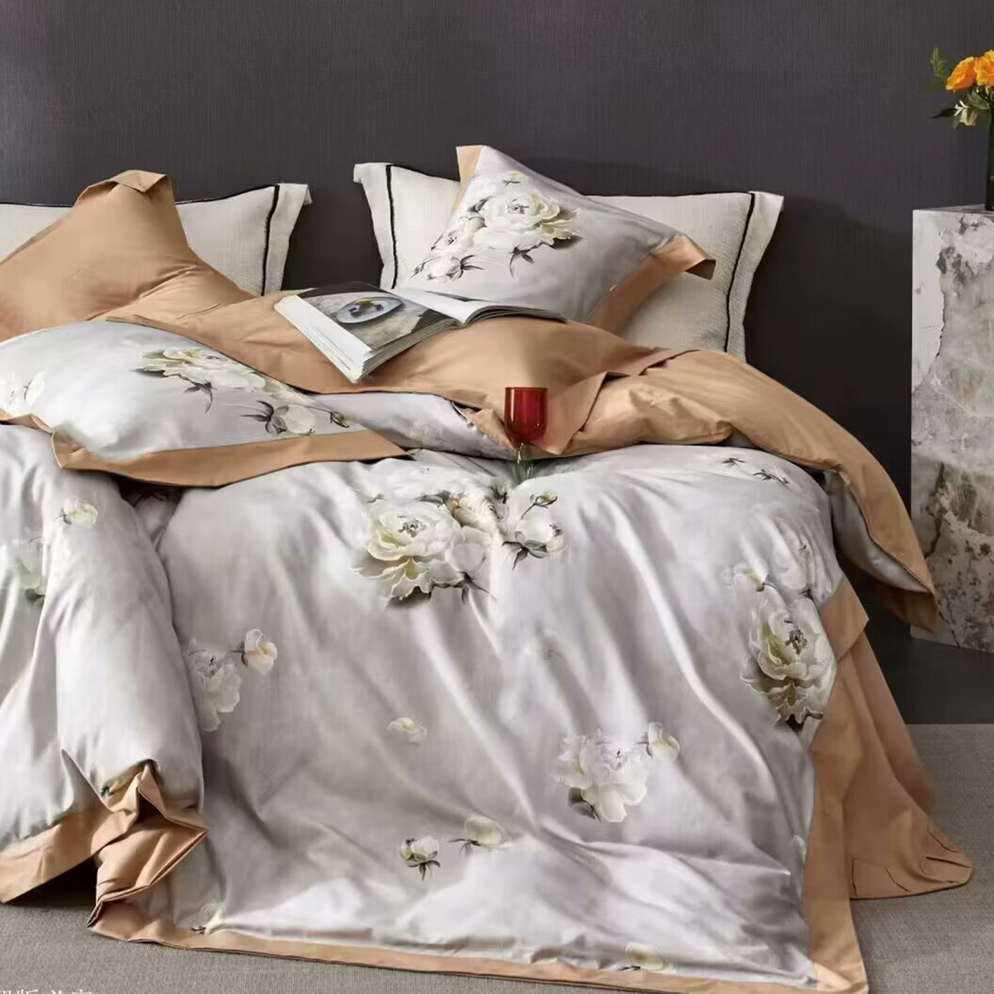 91家纺网 家纺一手货源 找家纺 （总）未来家居 2025新款优帝100支贡缎长绒棉四件套-1