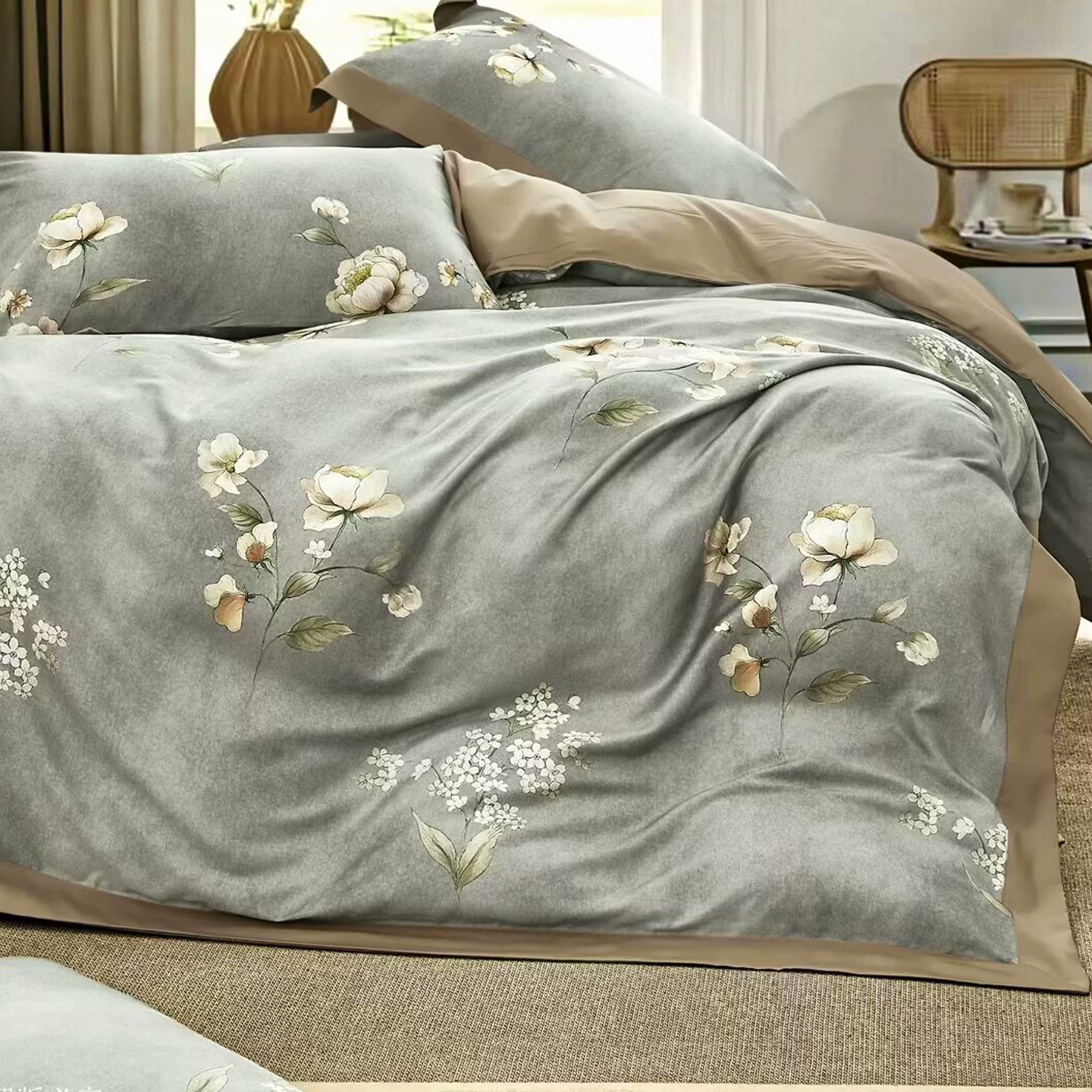 91家纺网 家纺一手货源 找家纺 （总）未来家居 2025新款优帝100支贡缎长绒棉四件套-1