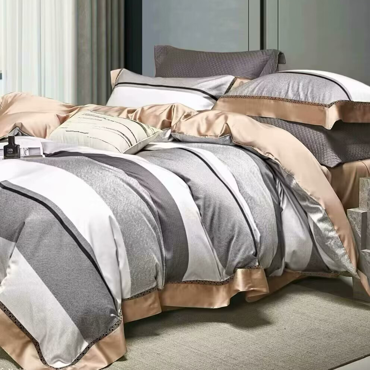 91家纺网 家纺一手货源 找家纺 （总）未来家居 2025新款优帝100支贡缎长绒棉四件套-1