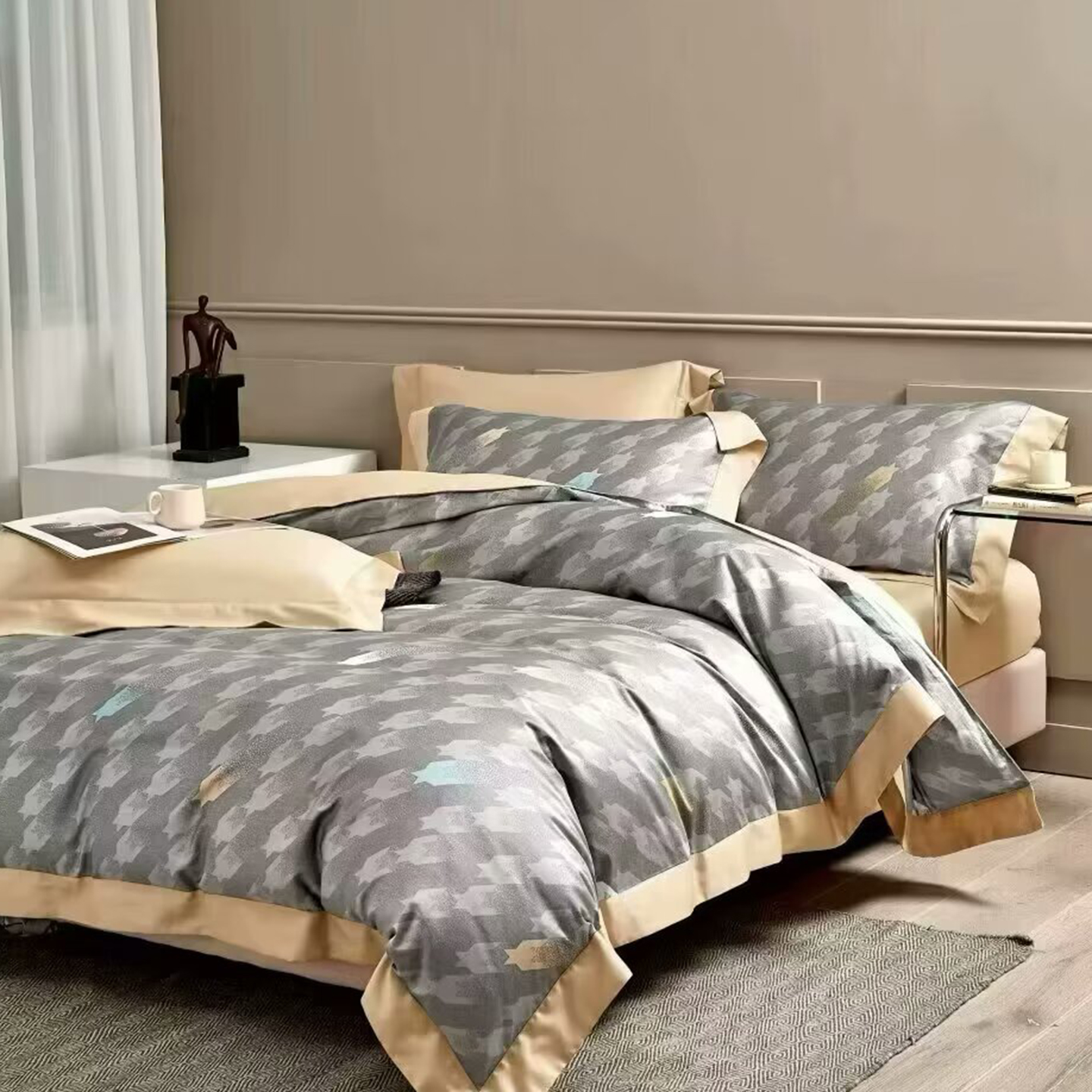 91家纺网 家纺一手货源 找家纺 （总）未来家居 2025新款优帝100支贡缎长绒棉四件套-1