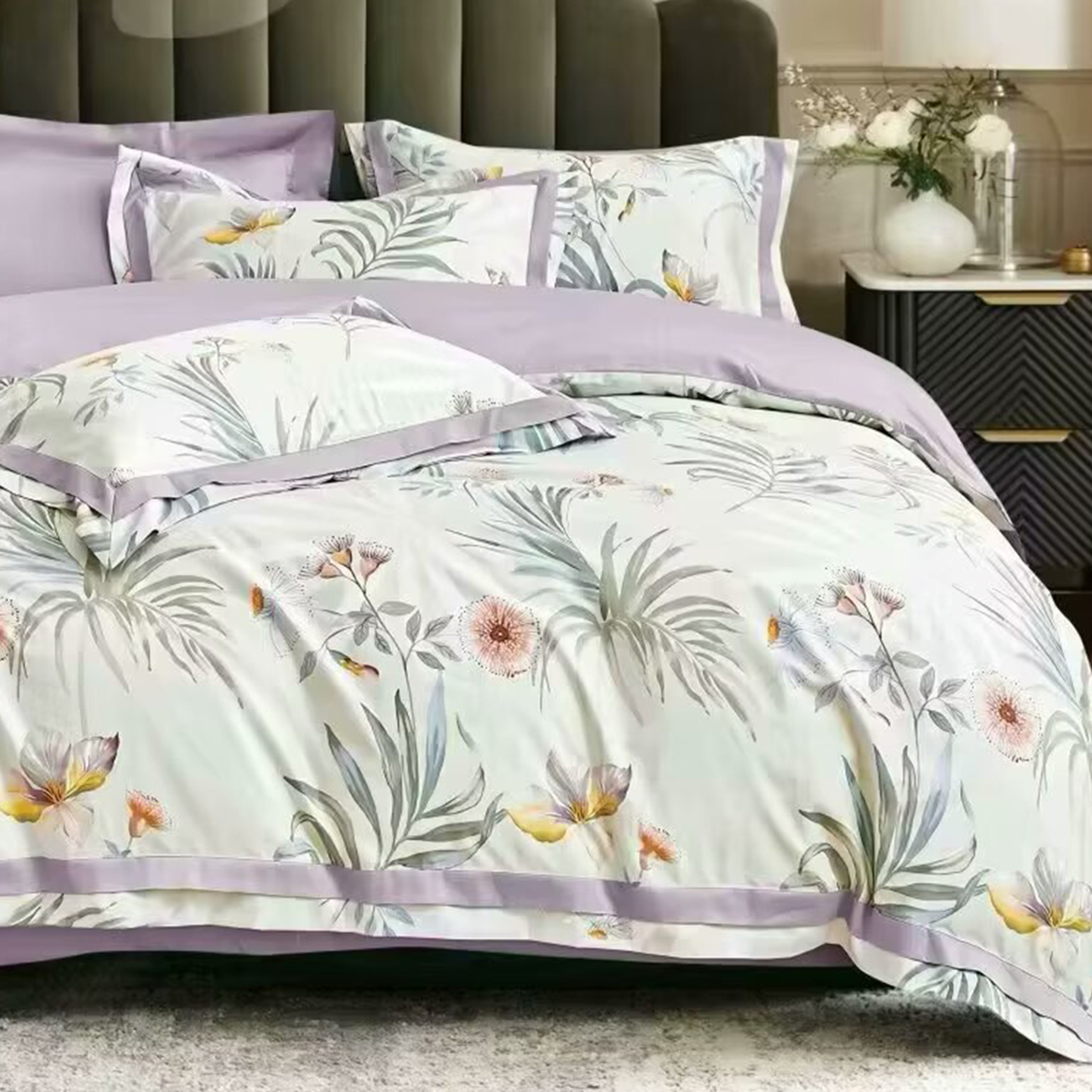 91家纺网 家纺一手货源 找家纺 （总）未来家居 2025新款优帝100支贡缎长绒棉四件套-1