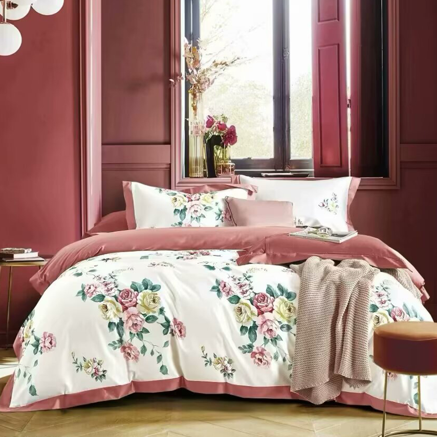 91家纺网 家纺一手货源 找家纺 （总）未来家居 2025新款优帝100支贡缎长绒棉四件套-1