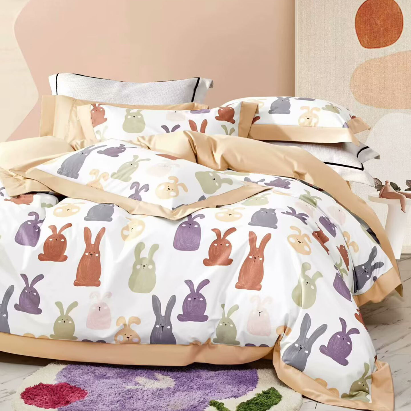 91家纺网 家纺一手货源 找家纺 （总）未来家居 2025新款UD活性印染铂金贡缎长绒棉四件套