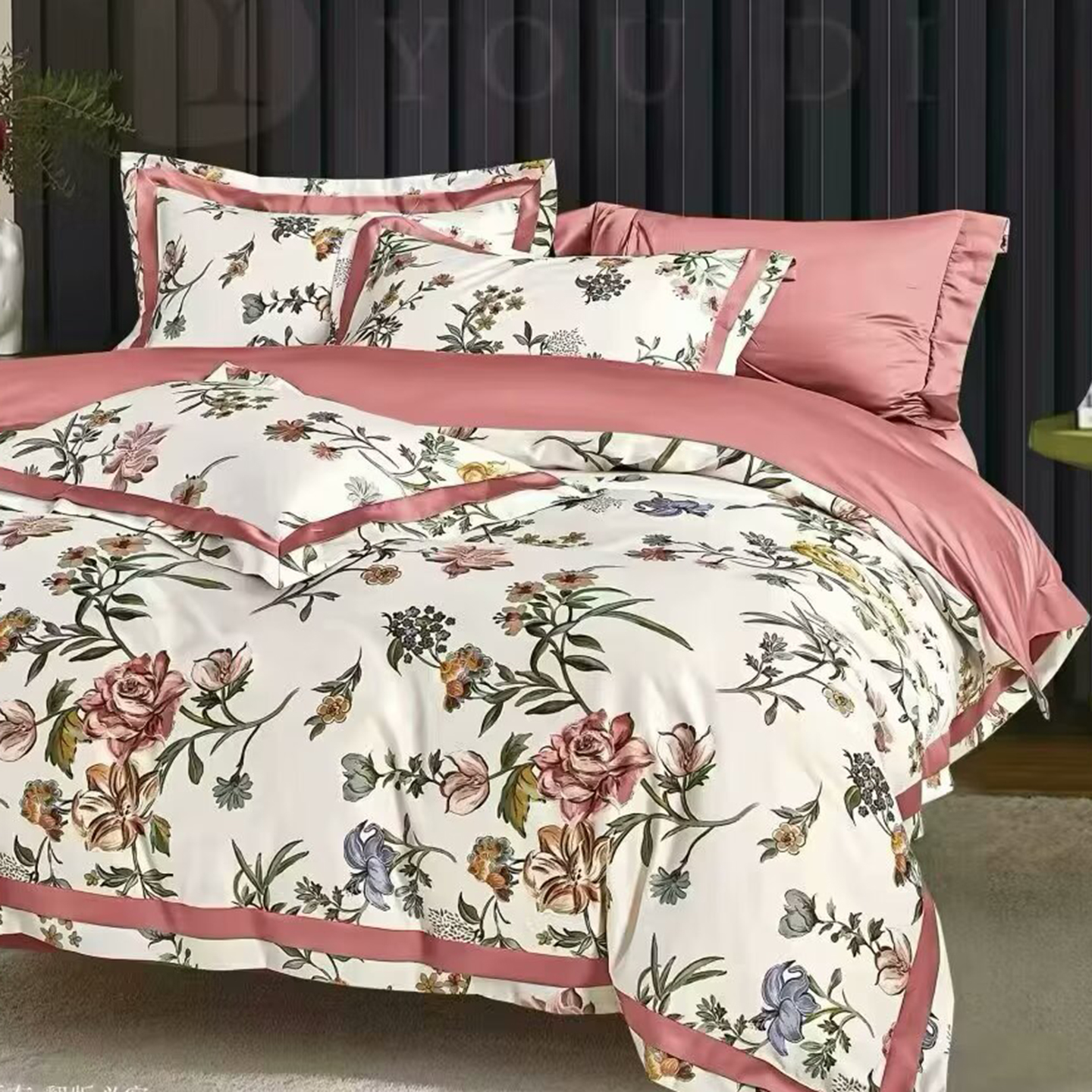 91家纺网 家纺一手货源 找家纺 （总）未来家居 2025新款优帝100支贡缎长绒棉四件套-1