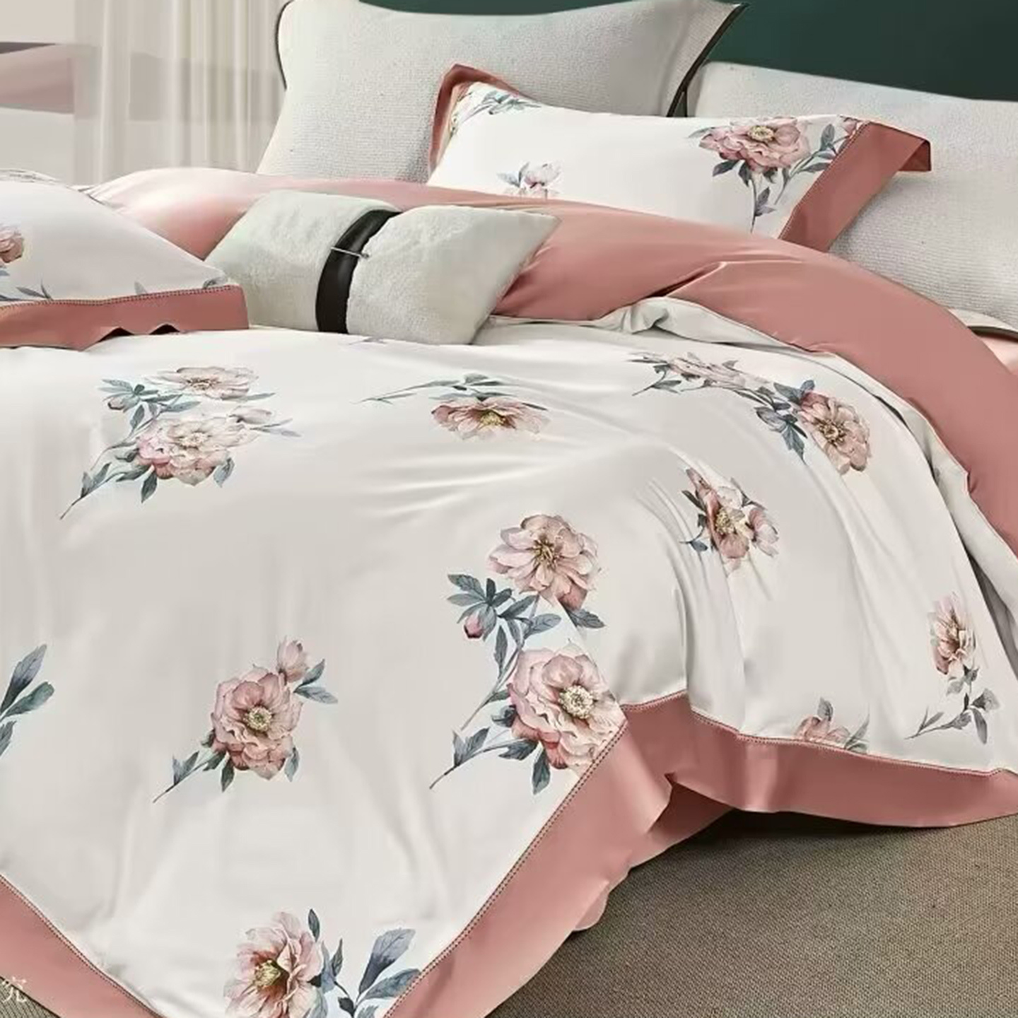 91家纺网 家纺一手货源 找家纺 （总）未来家居 2025新款优帝100支贡缎长绒棉四件套-1