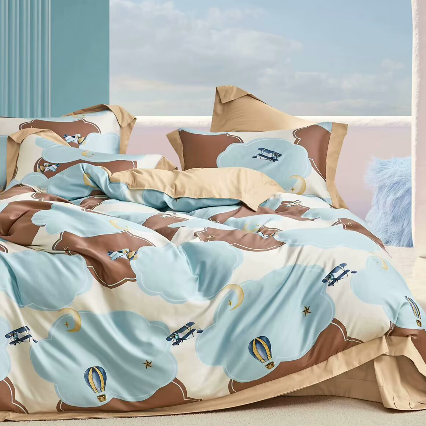 91家纺网 家纺一手货源 找家纺 （总）未来家居 2025新款UD活性印染铂金贡缎长绒棉四件套