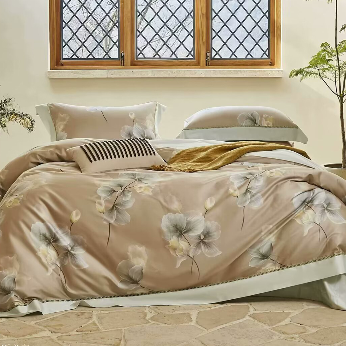 91家纺网 家纺一手货源 找家纺 （总）未来家居 2025新款优帝100支贡缎长绒棉四件套-1