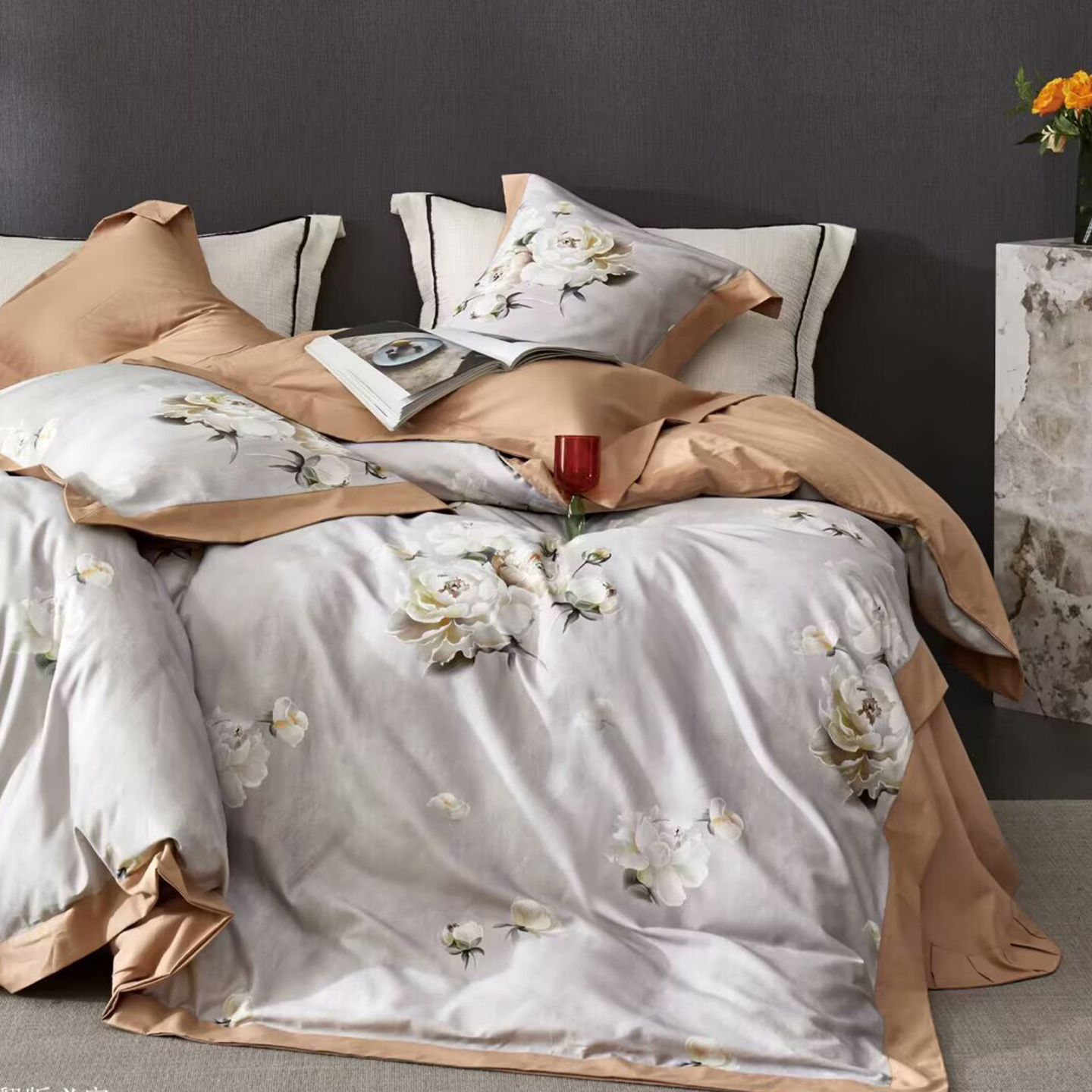 91家纺网 家纺一手货源 找家纺 （总）未来家居 2025新款优帝100支贡缎长绒棉四件套-1