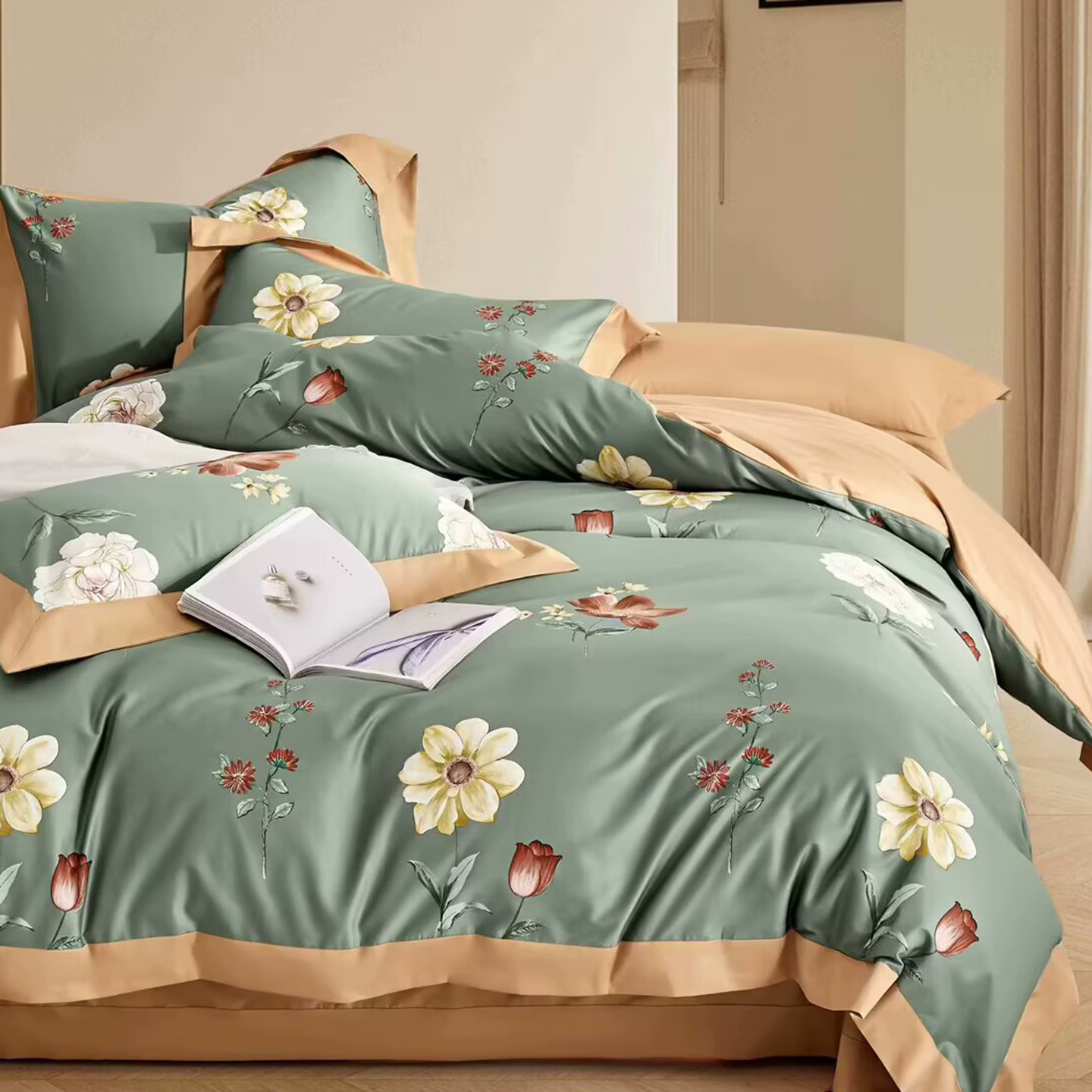 91家纺网 家纺一手货源 找家纺 （总）未来家居 2025新款UD活性印染铂金贡缎长绒棉四件套