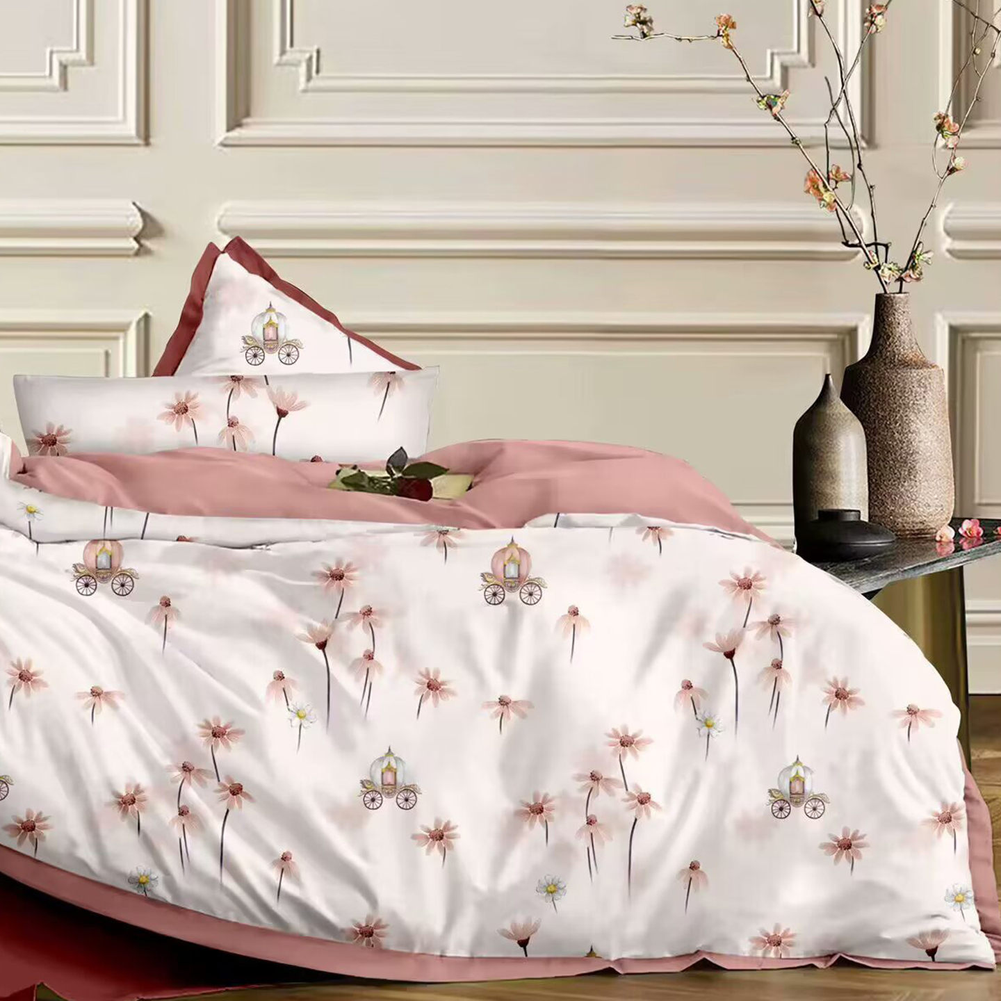 91家纺网 家纺一手货源 找家纺 （总）未来家居 2025新款UD活性印染铂金贡缎长绒棉四件套