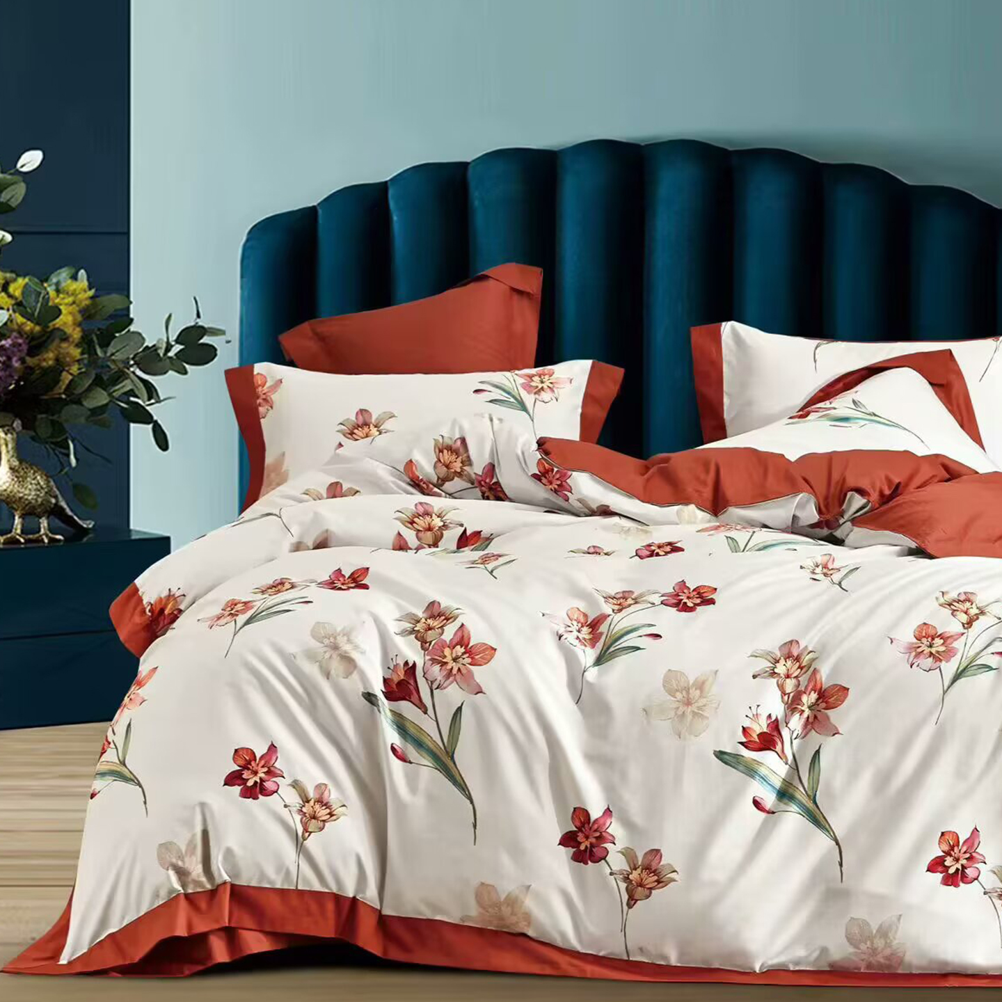 91家纺网 家纺一手货源 找家纺 （总）未来家居 2025新款UD活性印染铂金贡缎长绒棉四件套