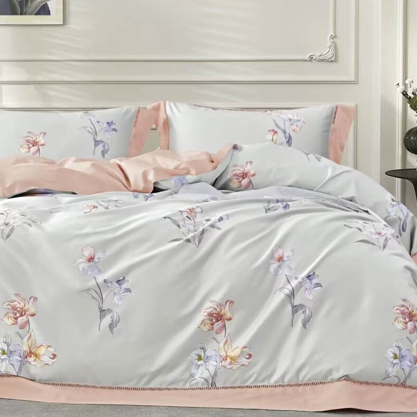 91家纺网 家纺一手货源 找家纺 （总）未来家居 2025新款优帝100支贡缎长绒棉四件套-1