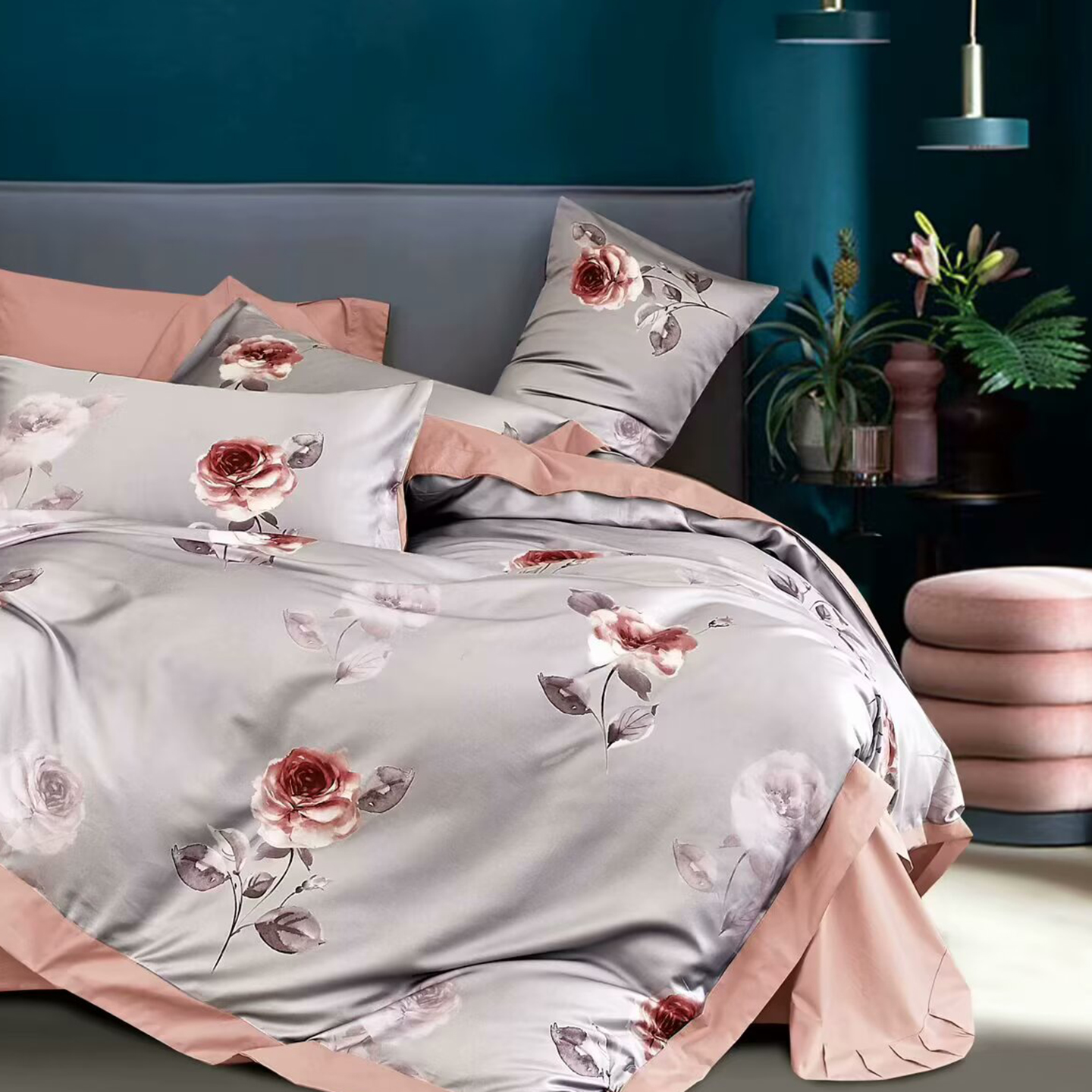 91家纺网 家纺一手货源 找家纺 （总）未来家居 2025新款UD活性印染铂金贡缎长绒棉四件套