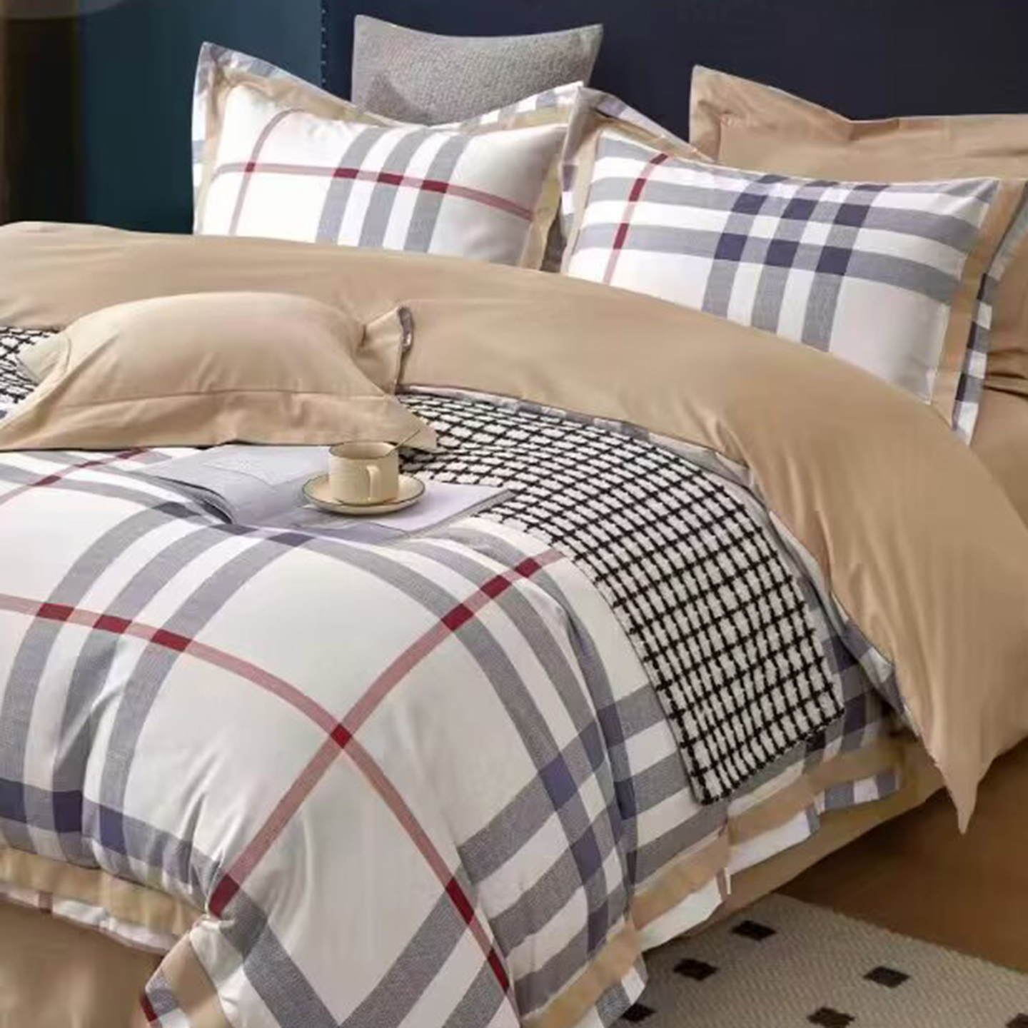 91家纺网 家纺一手货源 找家纺 （总）未来家居 2025新款优帝100支贡缎长绒棉四件套-1