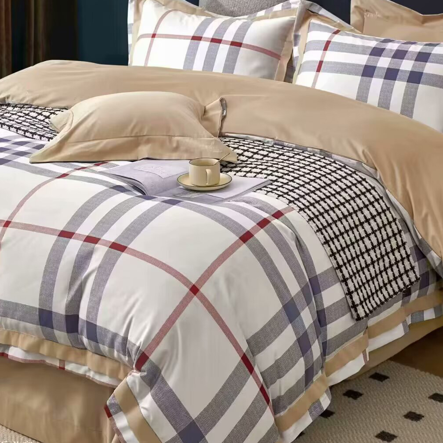 91家纺网 家纺一手货源 找家纺 （总）未来家居 2025新款优帝100支贡缎长绒棉四件套-1