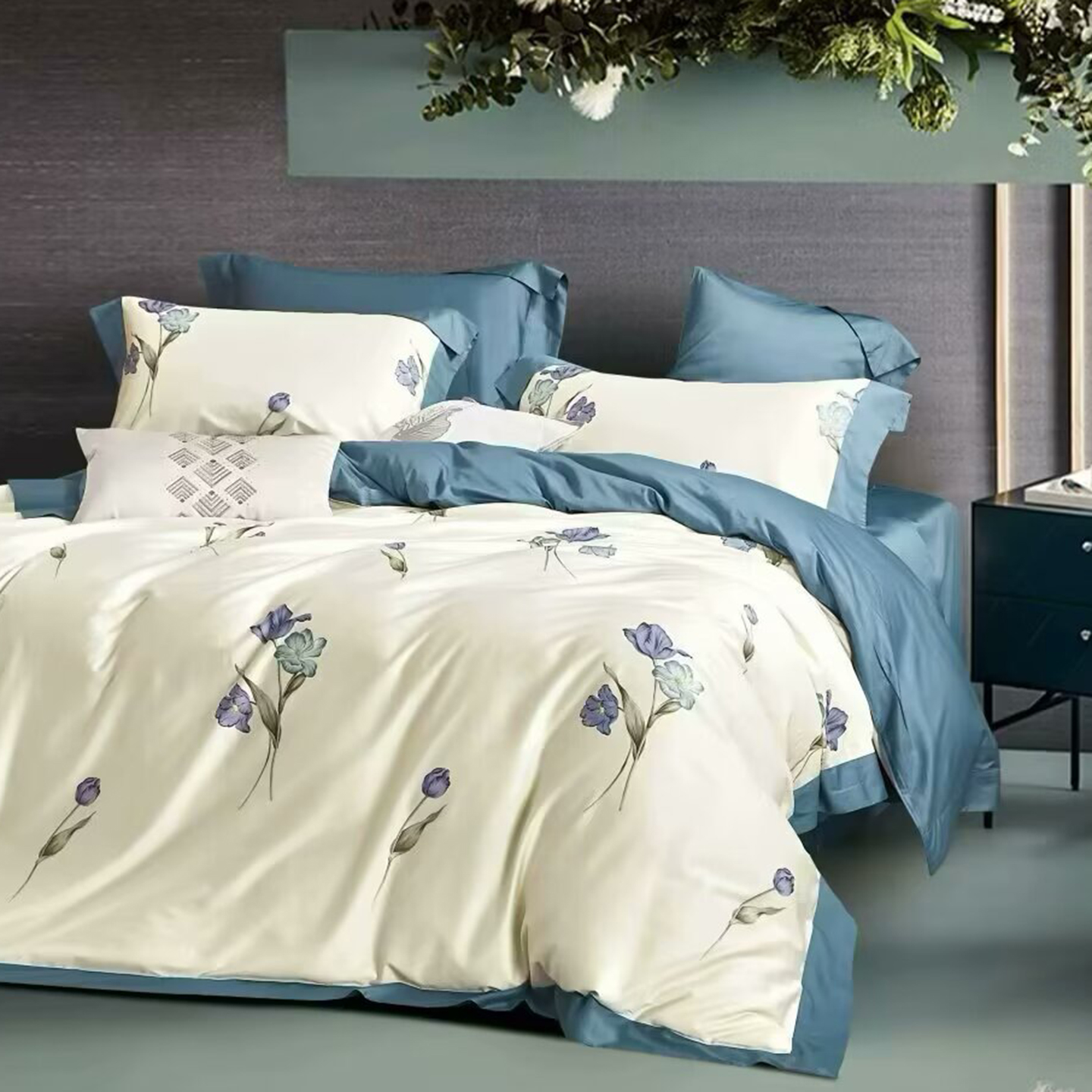 91家纺网 家纺一手货源 找家纺 （总）未来家居 2025新款优帝100支贡缎长绒棉四件套-1