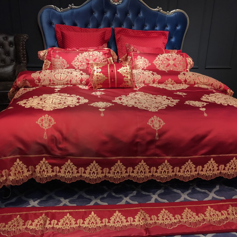 2018新款-婚庆多件套（喜结良缘 金） 1.5m床-1.8m床 四件套（床单款）1