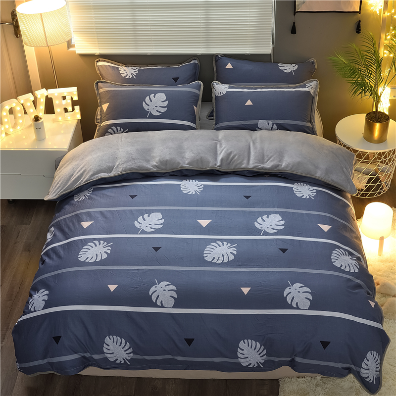 2018新款-棉加绒四件套全棉加法莱绒四件套 三件套1.2m床-1.35m床 柏林1